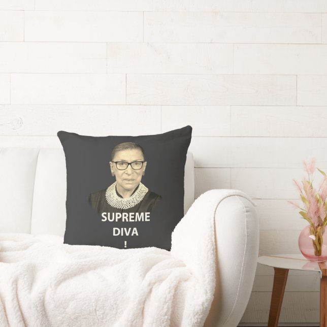 Ruth Bader Ginsburg Supreme Diva Tinted Throw Pillow (Couch)