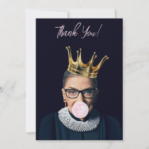 Ruth Ginsburg crown pink gum Thank You Card