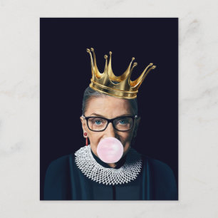 Ruth Ginsburg gold crown blowing pink gum Postcard