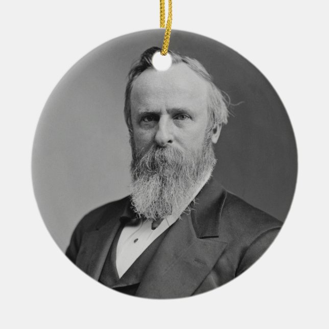 Rutherford B. Hayes Portrait by Mathew Brady Ceramic Ornament (Front)