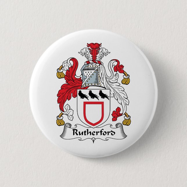Rutherford Family Crest 2 Inch Round Button (Front)