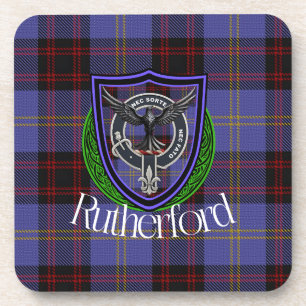 Rutherford Scottish Clan Tartan & Crest Coaster