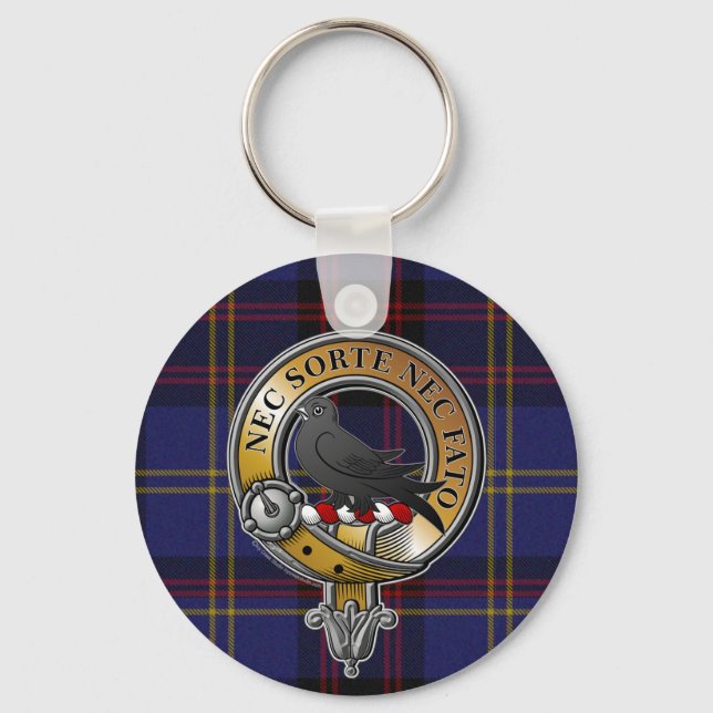 Rutherford Tartan & Badge Keychain (Front)