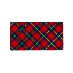 Ruthven tartan red green blue plaid label