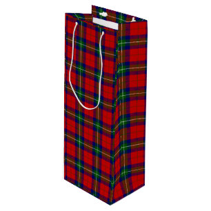 Ruthven tartan red green blue plaid wine gift bag