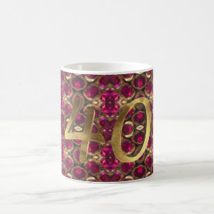 Ruuby Gemstone Pattern Golden Number 40 Coffee Mug