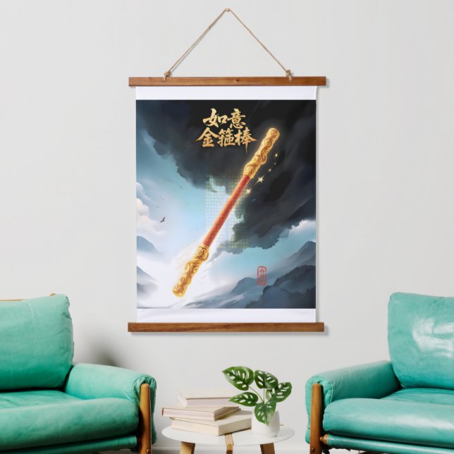 Ruyi Jingu Bang Wood Topped Wall Tapestry (Living Room)