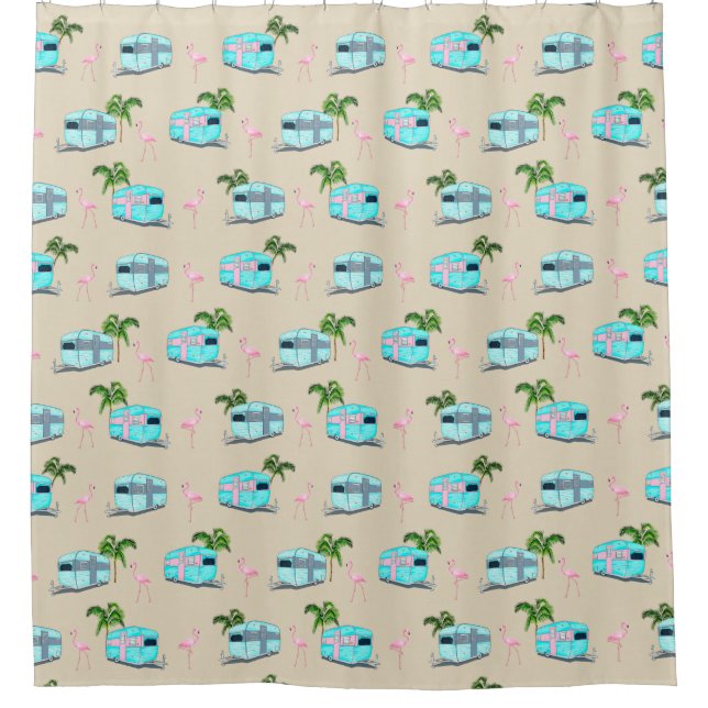 RV Beach Camping with Flamingos (Front)