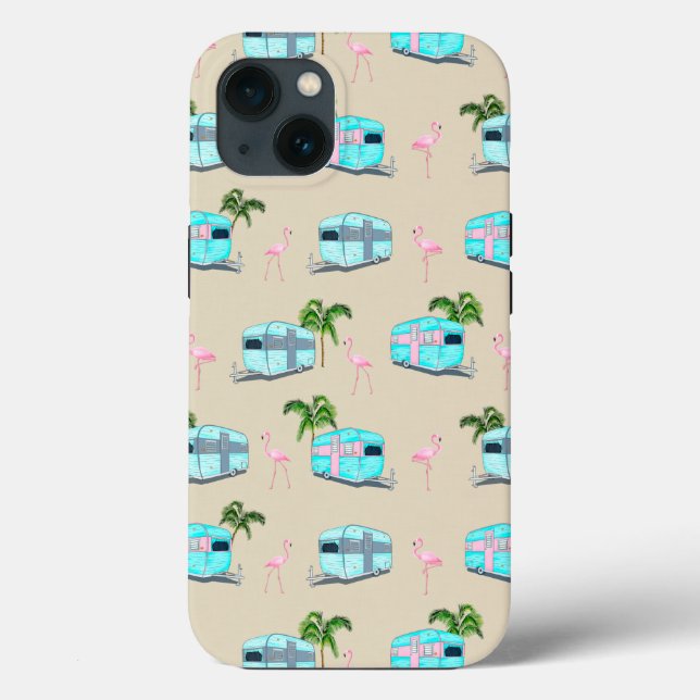 RV Beach Camping with Flamingos Case-Mate iPhone Case (Back)