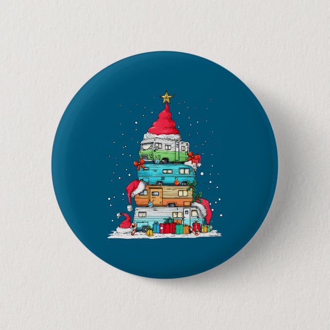 Rv Camng Camper Travel Vacation Christmas Tree Xma 2 Inch Round Button (Front)