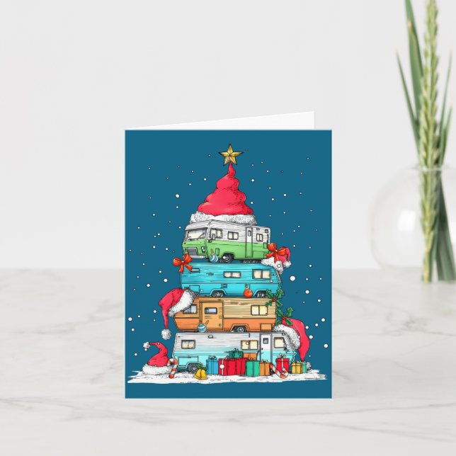 Rv Camng Camper Travel Vacation Christmas Tree Xma Card (Front)