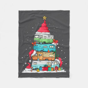 Rv Camng Camper Travel Vacation Christmas Tree Xma Fleece Blanket
