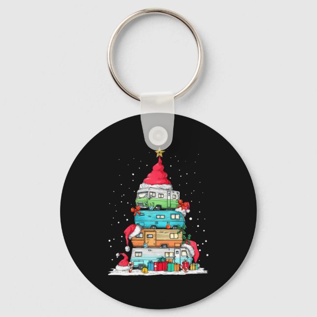 Rv Camng Camper Travel Vacation Christmas Tree Xma Keychain (Front)