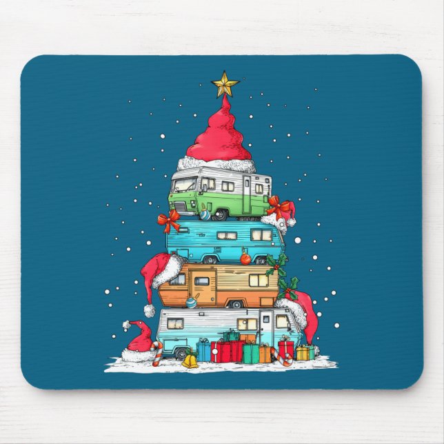 Rv Camng Camper Travel Vacation Christmas Tree Xma Mouse Pad (Front)