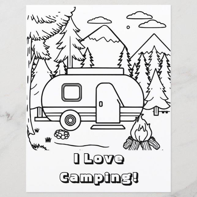 RV Camper and Campfire | Colouring Page (Front)
