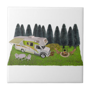 RV Camper in the Forest Tile