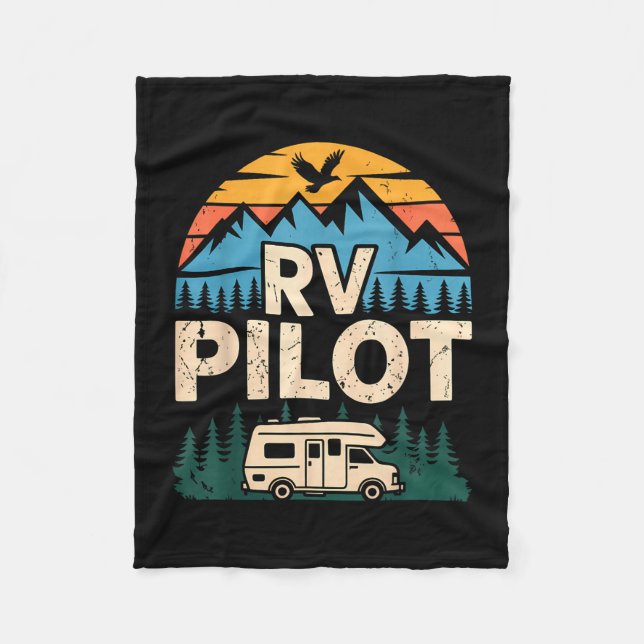 Rv camping camper road trip rv pilot adventure  fleece blanket (Front)