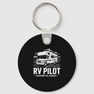 Rv camping camper rv pilot enjoying the journey keychain