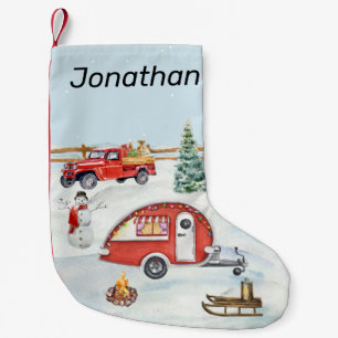 RV Camping Camper Snow Winter Christmas  Small Christmas Stocking