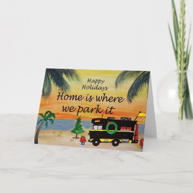 RV Camping de Noël de vacances en cartes de couche (Devant)