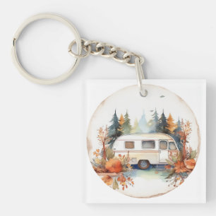 RV Camping in the Woods, RV camper Keychain