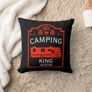 RV Camping King USA Throw Pillow