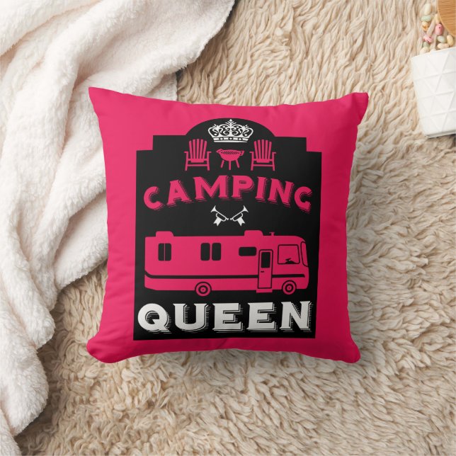 RV Camping Queen USA Throw Pillow (Blanket)