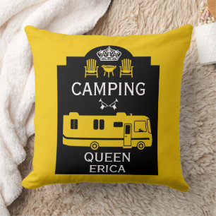 RV Camping Queen USA Throw Pillow