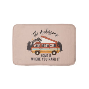 RV Camping Tent Trailer Home is Where You Park It Bath Mat