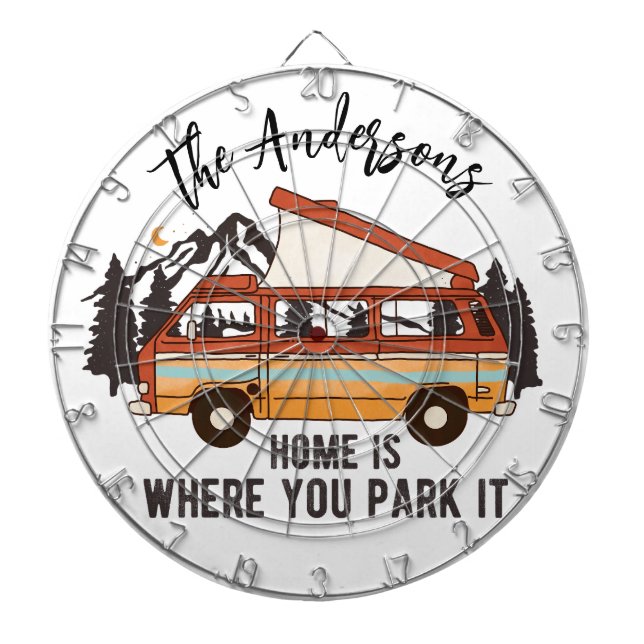 RV Camping Tent Trailer Home is Where You Park It Dartboard (Front)