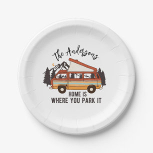 RV Camping Tent Trailer Home is Where You Park It Paper Plate