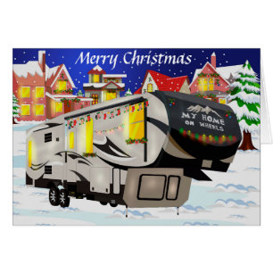 RV Christmas and Holiday Card with 5th Wheel