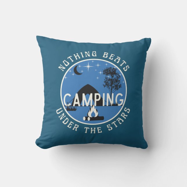 RV Décor - Blue Nothing Beats Camping Under Stars Outdoor Pillow (Front)