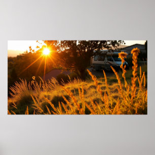 RV in a field Poster