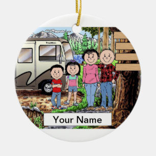 RV Lovers - 1 Boy, 1 Girl Ceramic Ornament