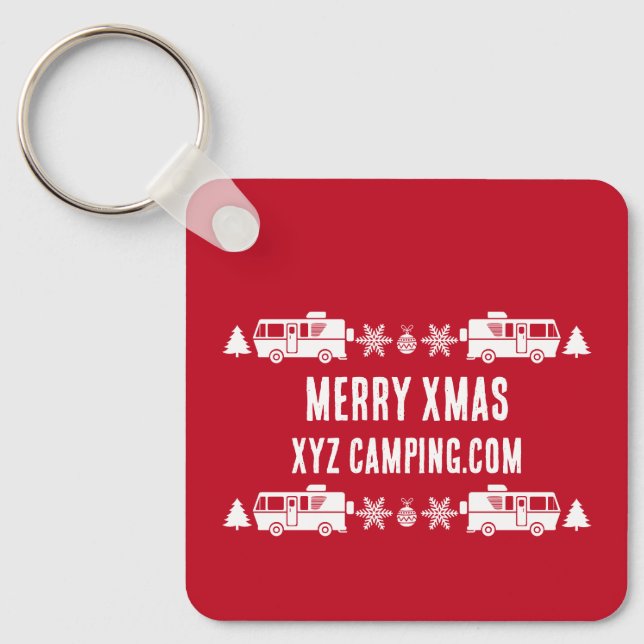 RV Motorhome Christmas Decor Keychain (Front)