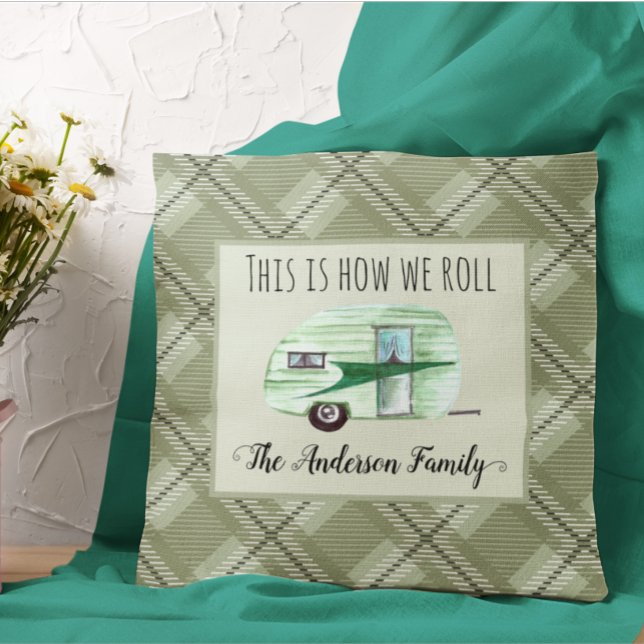 RV Photo Personalized Camper Trailer Custom Throw Pillow (Creator Uploaded)