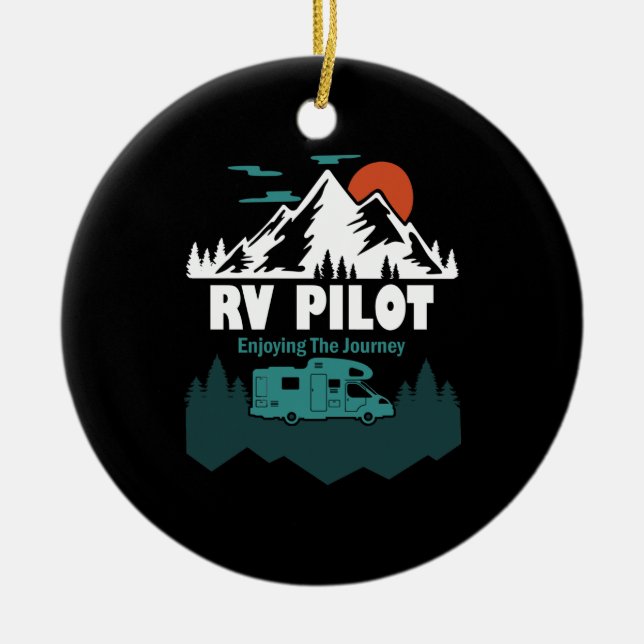 RV Pilot Camping Motorhome Travel Vacation Gift Ceramic Ornament (Front)