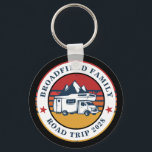 RV Road Trip Family Reunion Adventure Retro Keychain<br><div class="desc">Going on a family road trip? Customize these RV retro camp shirts for the whole family by adding your family name or custom text, and year of the adventure. I hope it’s not just about the cool design that caught your eye but the fact you’ll never find it in a...</div>