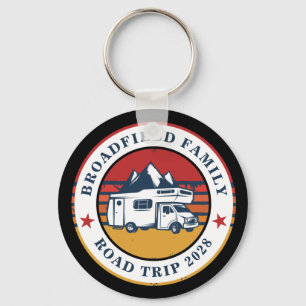 RV Road Trip Family Reunion Adventure Retro Keychain