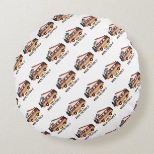 RV Tent Trailer "Home is Where You Park It" Round Pillow