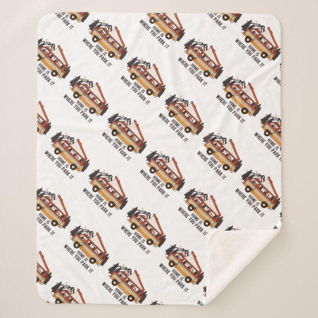 RV Tent Trailer "Home is Where You Park It" Sherpa Blanket (Front)