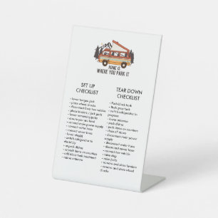 RV Trailer Editable Set Up and Tear Down Checklist Pedestal Sign