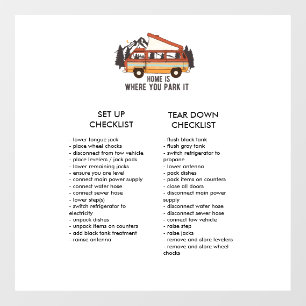 RV Trailer Editable Set Up and Tear Down Checklist Window Cling