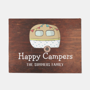 RV Trailer Happy Campers Personalized Family Doormat