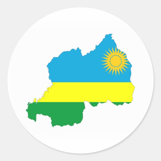 rwanda country flag shape map symbol classic round sticker (Front)