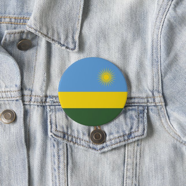 Rwanda flag 3 inch round button (In Situ)