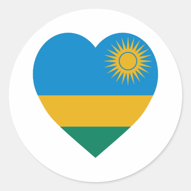 Rwanda Flag Heart Classic Round Sticker (Front)