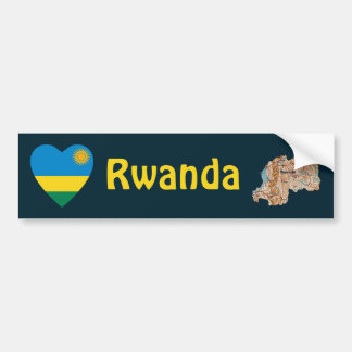 Rwanda Flag Heart + Map Bumper Sticker