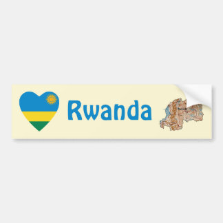 Rwanda Flag Heart + Map Bumper Sticker